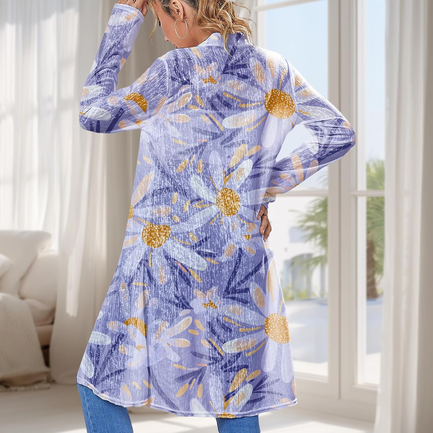 Sweater Dress for Women Casual Daily Wear Floral Graphic Long Sleeve Oversized Vacation Summer Sweater - Image 3