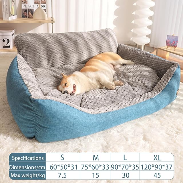 Foto 5 de 7 de Hruile Sofá cama extragrande para perros, cama ortopédica calmante para mascotas, cálida y suave