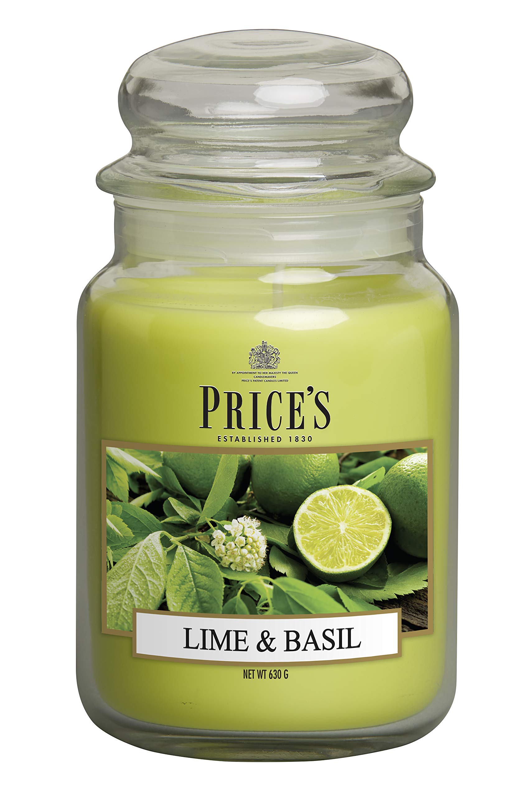 Price's - Lime & Basil Large Jar Candle - Sweet, Delicious, Quality Fragrance - Long Lasting Scent - Up to 150 Hour Burn Time