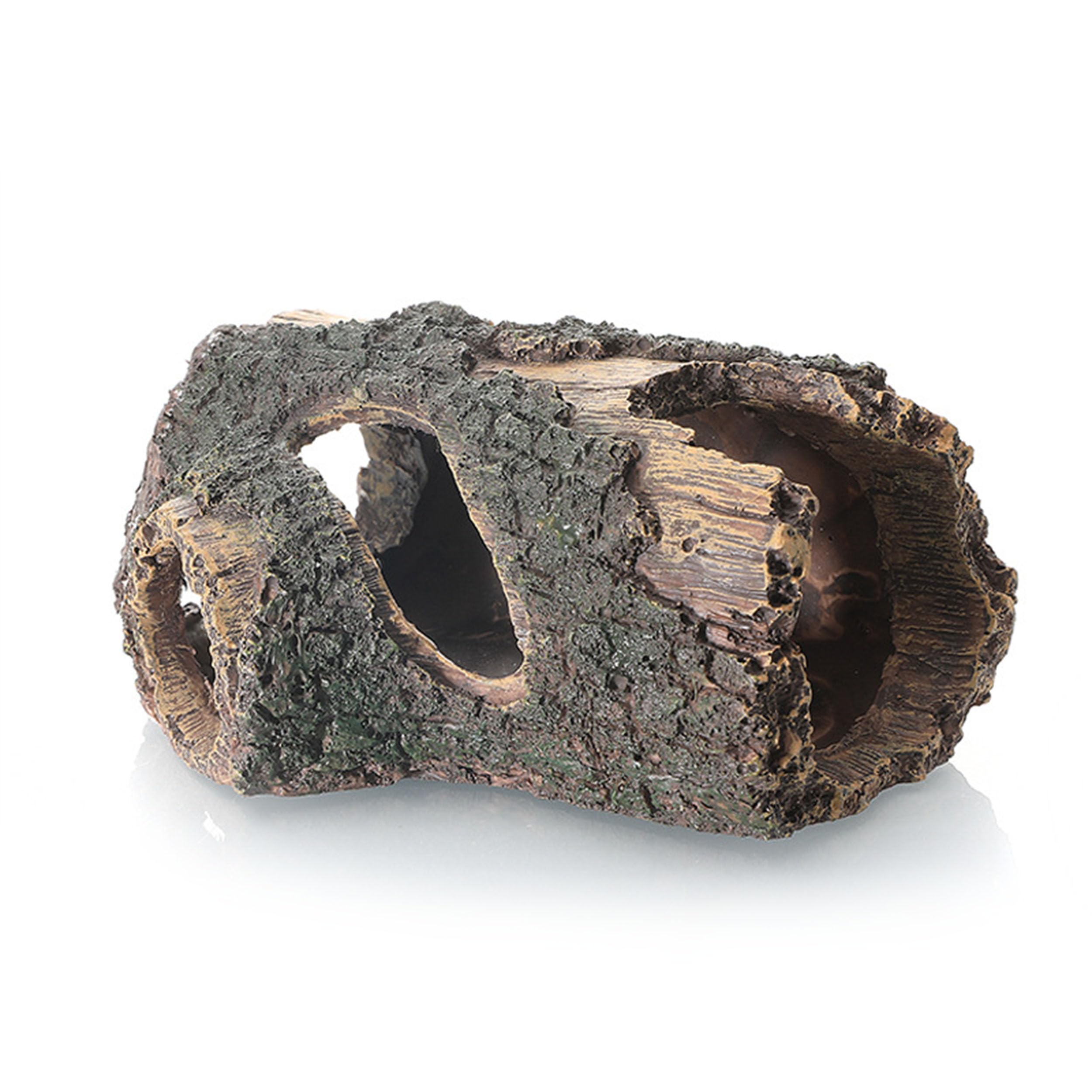 Reptile Hide Cave, Resin Hollow Log Hideout?Reptile Tank Accessories Climbing Toys Hideaway Caves Decor for Lizards,Gecko,Turtles,Reptiles,Amphibians and Fish