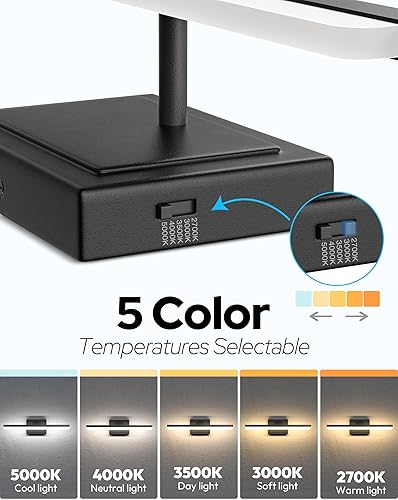 Miniatura 3 de VOLISUN Moderna lámpara de tocador de baño de 24 pulgadas, 24 W, regulable 5CCT, lámpara de baño LED sobre el espejo, luz de tocador de barra negra