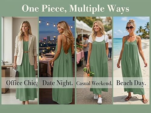 Générique Backless Lounge Dress – Casual Sleeveless Dress Women's Chic and Elegant Summer Pretty Boheme Beach Rode Cami House Dress for Women Soft Loose Fit Dresses Cotton Gauze for Beach Vacation - 4