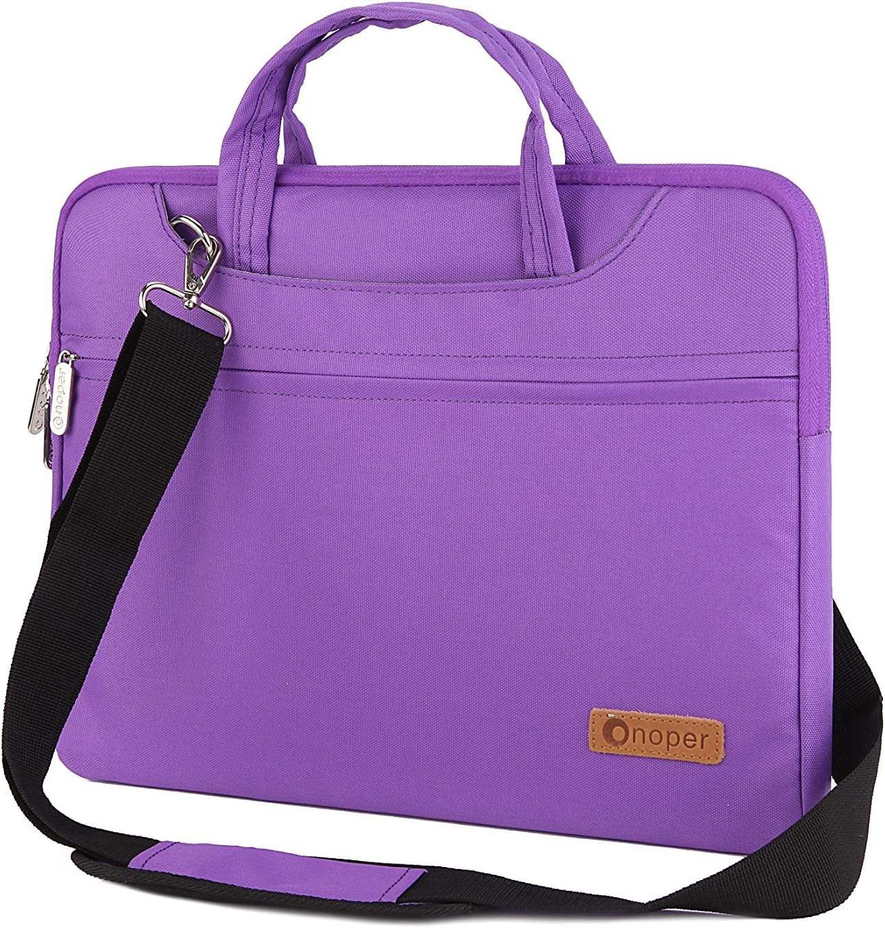 Onoper Multi functional Portable Thin Light Laptop Sleeve Messenger Briefcase Pocket Case Carrying Case Bag Pouch for Notebook / MacBook / Ultrabook /Computers / Tablet / Chromebook / Messenger Case with Handle and Removable Carrying Strap For Acer/Asus/Dell/Fujitsu/Lenovo/HP/Samsung/Sony/Toshiba (13-14'', purple)