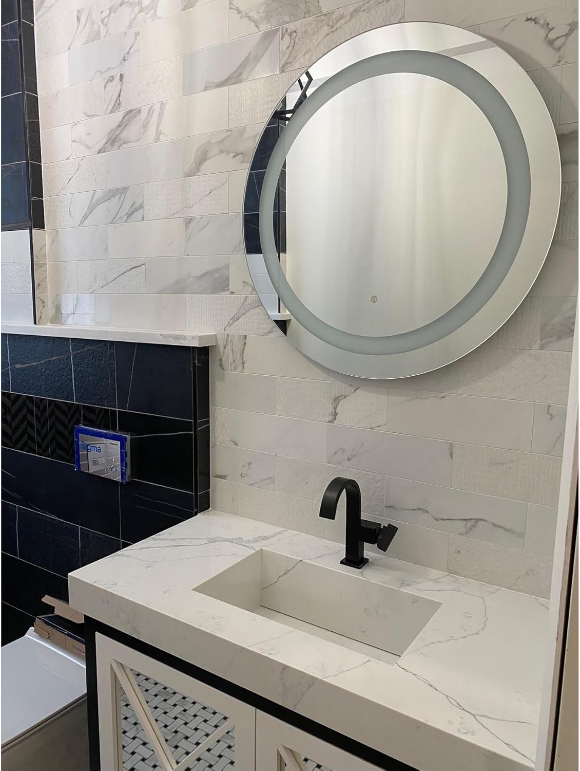 WarmlyYours LED Lighted Mirror 27.5 x 27.5 in. Bathroom Vanity Mirror with Lights, Frameless Design, Wall-Mounted, Ideal for Bathroom Decor or Bedroom