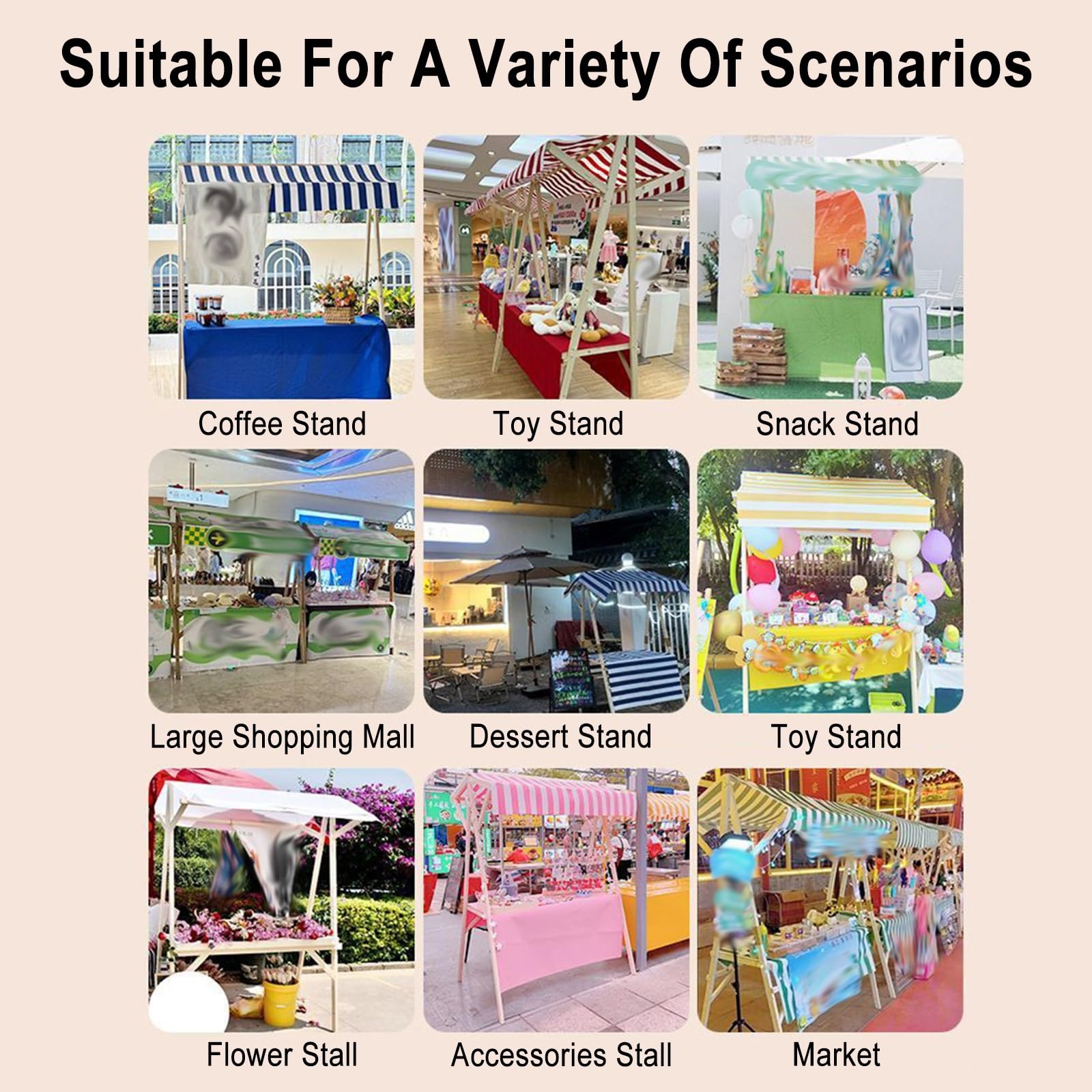 Quiosco Portátil para Eventos con Toldo, Expositor de Comida Portátil, Carro de Ventas para Exteriores Plegable, Kiosco de Exhibición Sobre Ruedas para Mercados(Orange 2,120cm/47.2in)