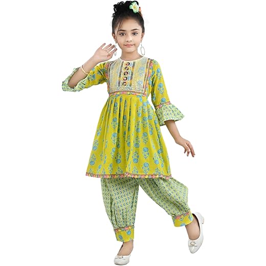 Girls Ethnic Wear Kurti + Dhoti Pant Set
