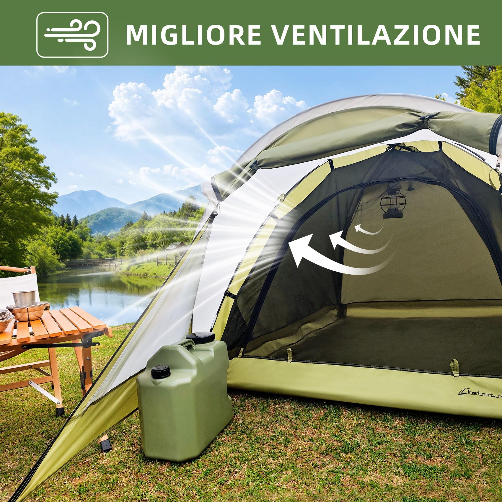 Clostnature Tenda 2 Posti con Portico - Tenda Campeggio Impermeabile Doppio Strato, Leggera e Antivento, Facile da Montare per Escursioni, Backpacking