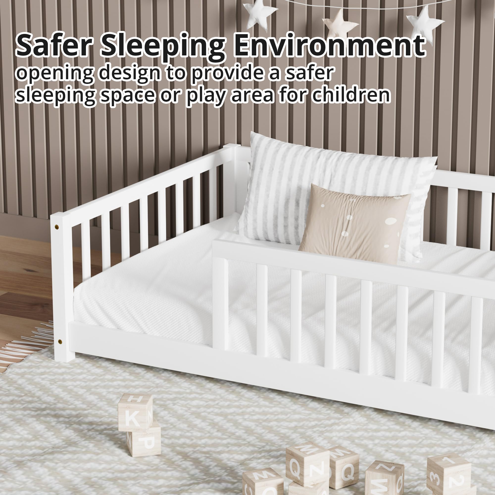 LLS Twin Floor Bed for Children, Durable Montessori Floor Bed with