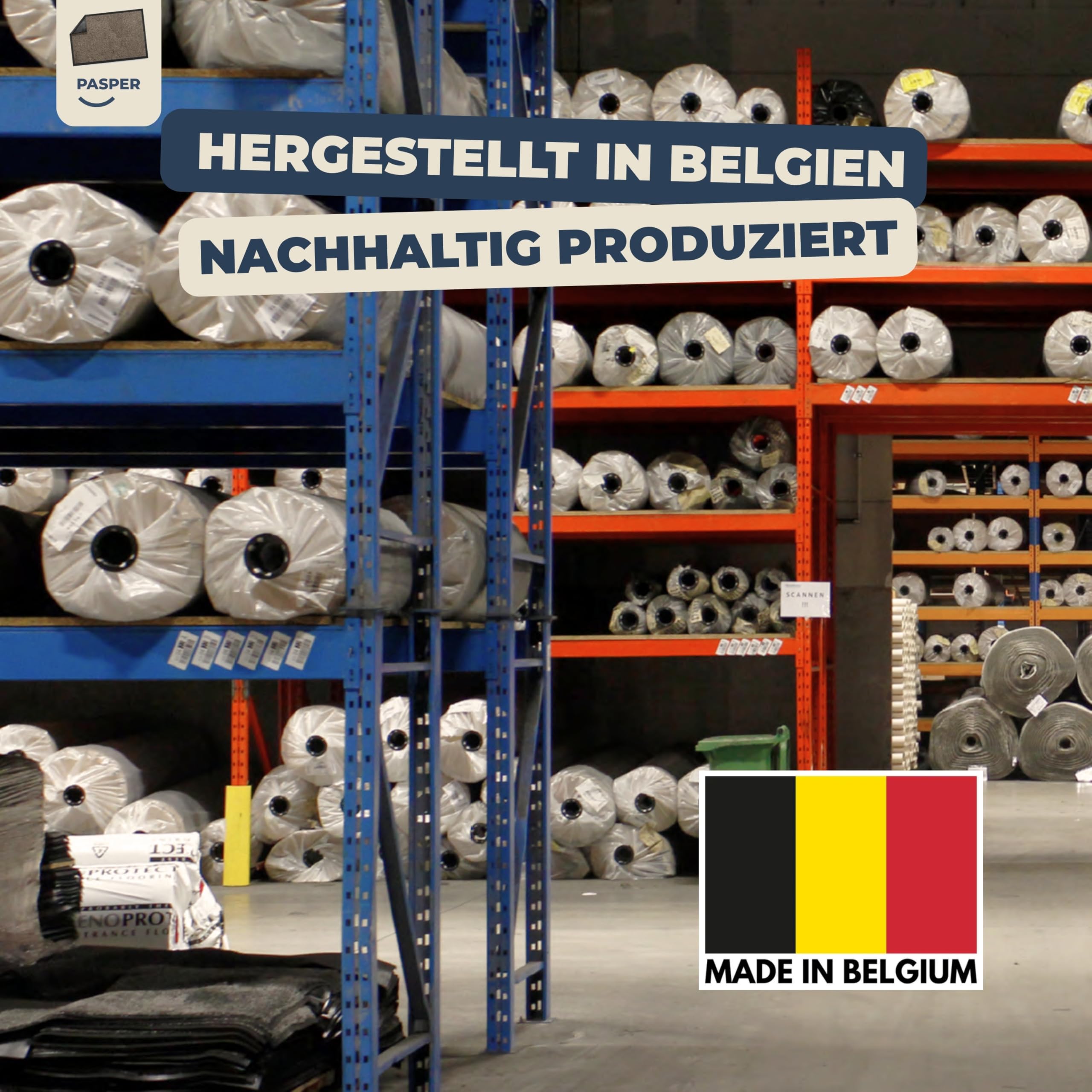 Pasper Schmutzfangmatte Fußmatte innen – 90×150 cm Beige – waschbar, rutschfest, saugfähig – aus recycelten Materialien – hergestellt in Belgien