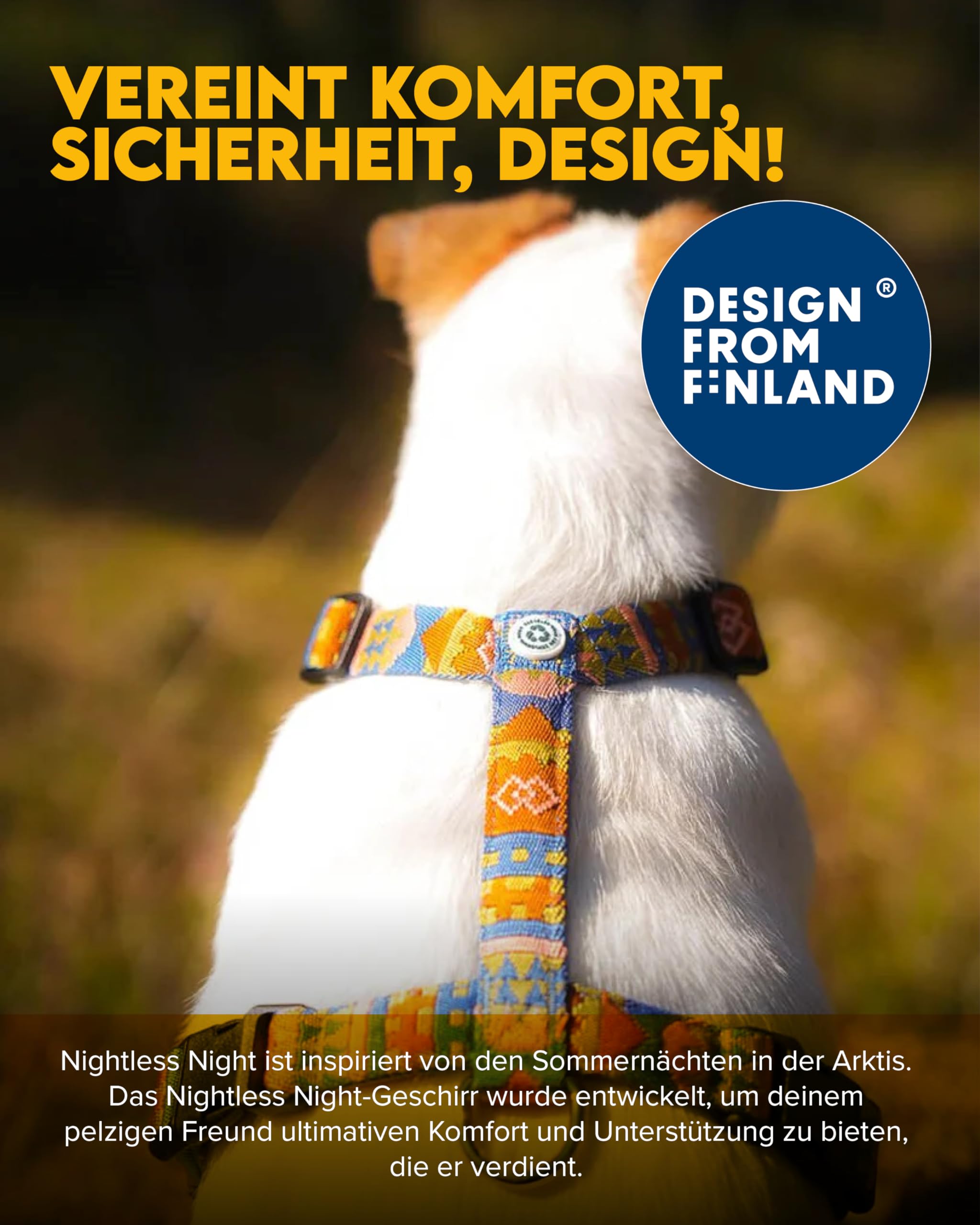 Woolly Wolf Nightless Night Dog Harness XXS - Hundegeschirr für kleine Hunde aus recyceltem Polyester, Perfekte Passform und Reflektoren für erhöhte Sichtbarkeit