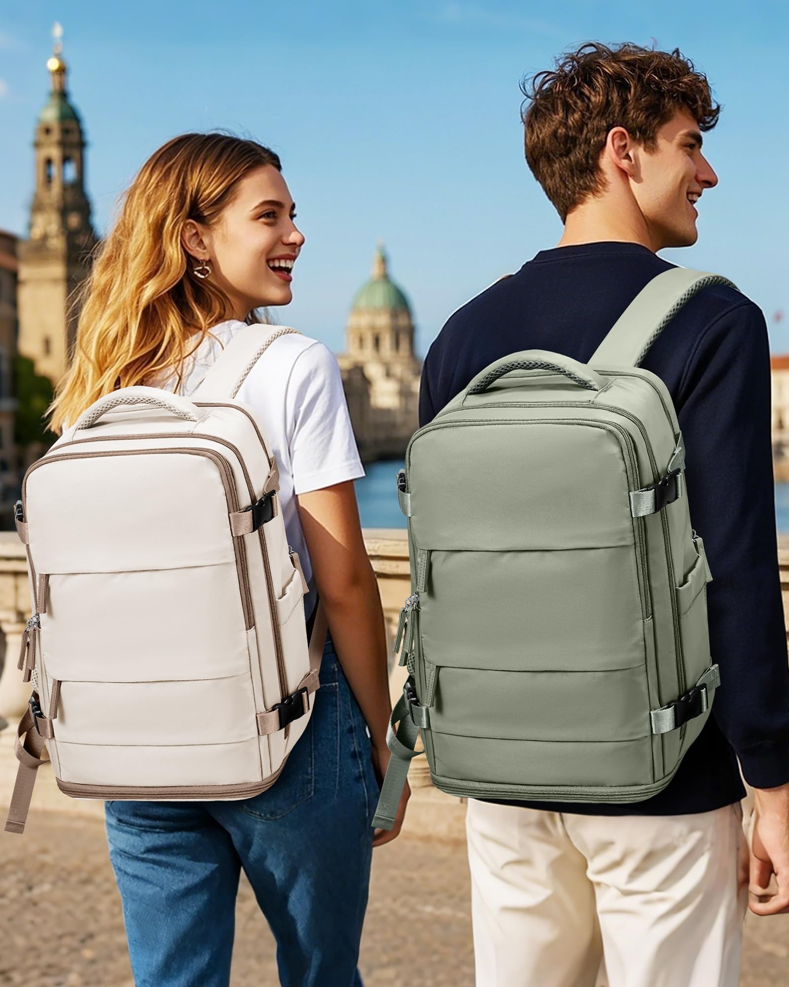 SZLX Zaino da viaggio grande con Sottovuoto da donna da escursionismo sportivo da esterno impermeabile da scuola casual laptop da 14 pollici con porta di ricarica USB scomparto per scarpe