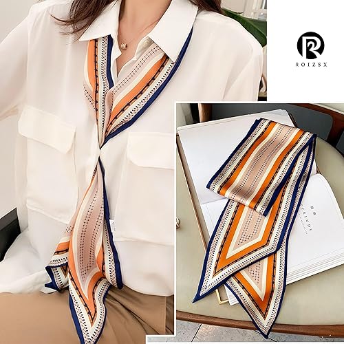 Miniatura 2 de Roizsx Bufanda de satén con cuello cuadrado para mujer, bufandas de color sólido, pañuelos cuadrados de 23.6 x 23.6 pulgadas