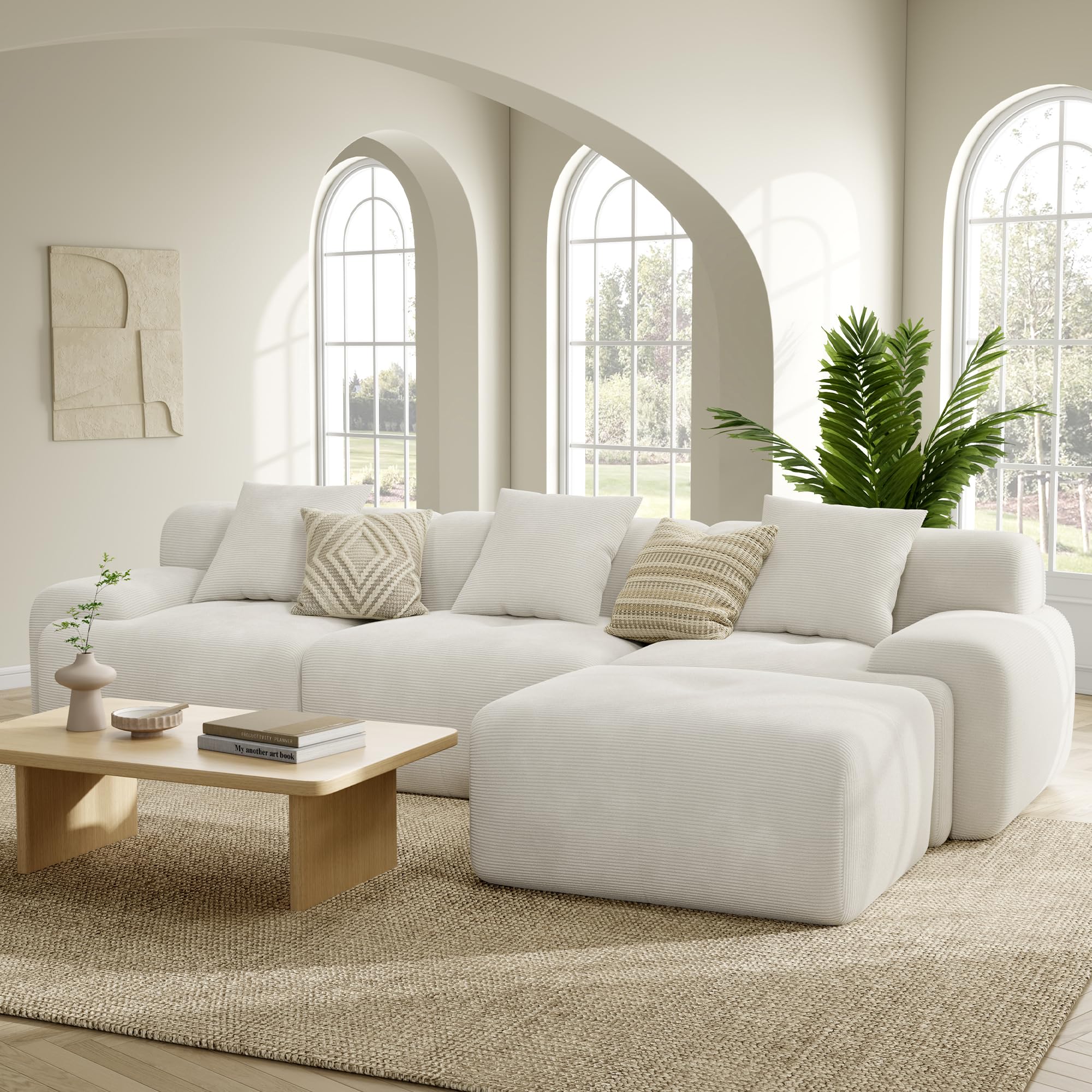Lumignon ルミニョン Quiltingfurcoat オフホワイト Amazon.com: LIKIMIO LumiCord Modular Sectional Sofa with Ottoman
