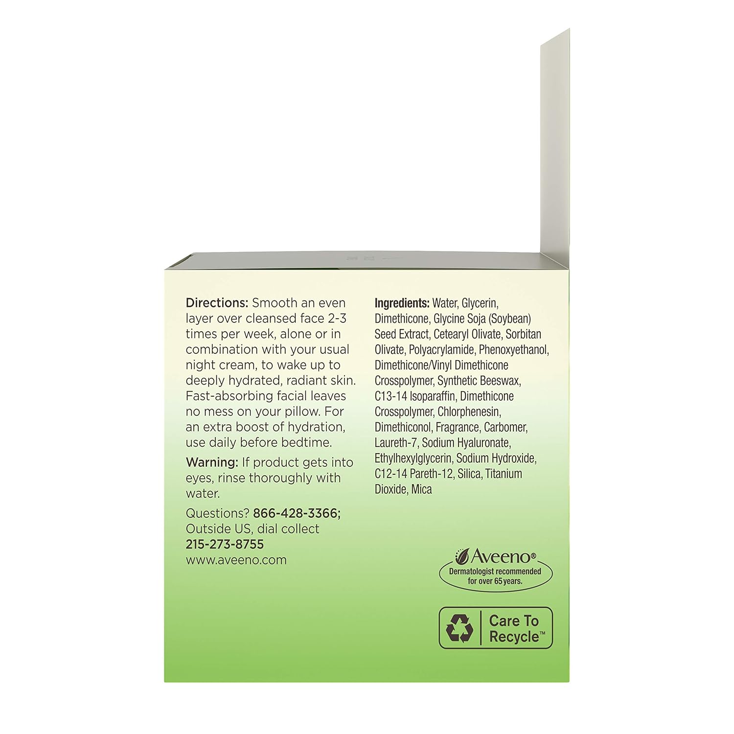 Aveeno Positively Radiant Overnight Hydrating Facial Moisturizer with Soy Extract and Hyaluronic Acid, Oil-Free and Non-Comedogenic, 1.7 oz - Image 7