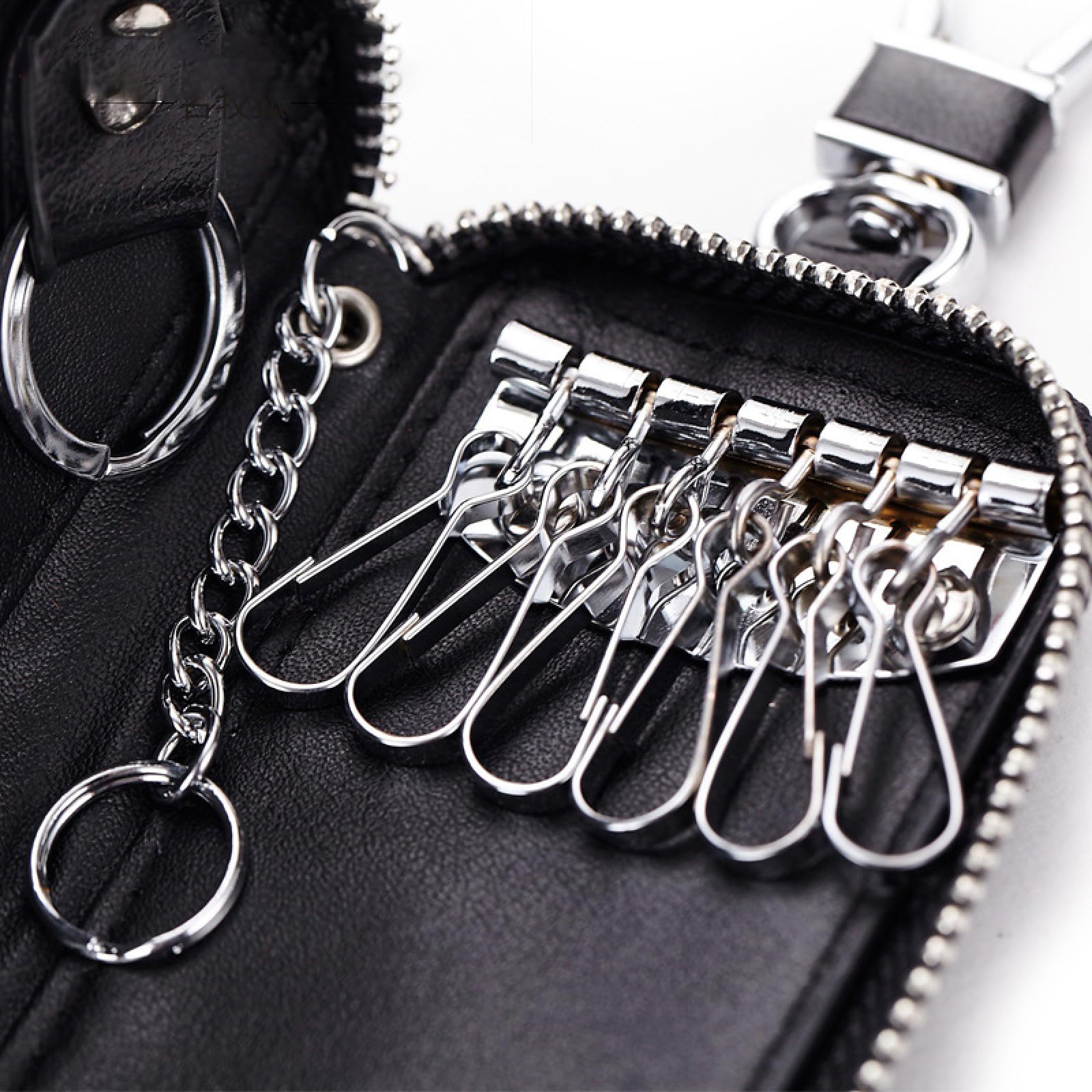 Etuis Porte-Clé Cuir, Pochette Porte Cles Cuir avec 6 crochet Clip,Pochette Porte Clef Cuir Porte-Clé Voiture Porte-monnaie Sac à poche Multifonctionnel