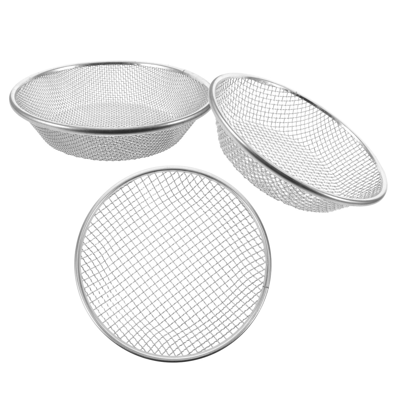 Luxshiny 3 Pièces Tamis de Jardin en Fer Galvanisé 30x30 Cm Maille Renforcée pour Tamiser Sable et Terre, pour Culture de Semis en Extérieur