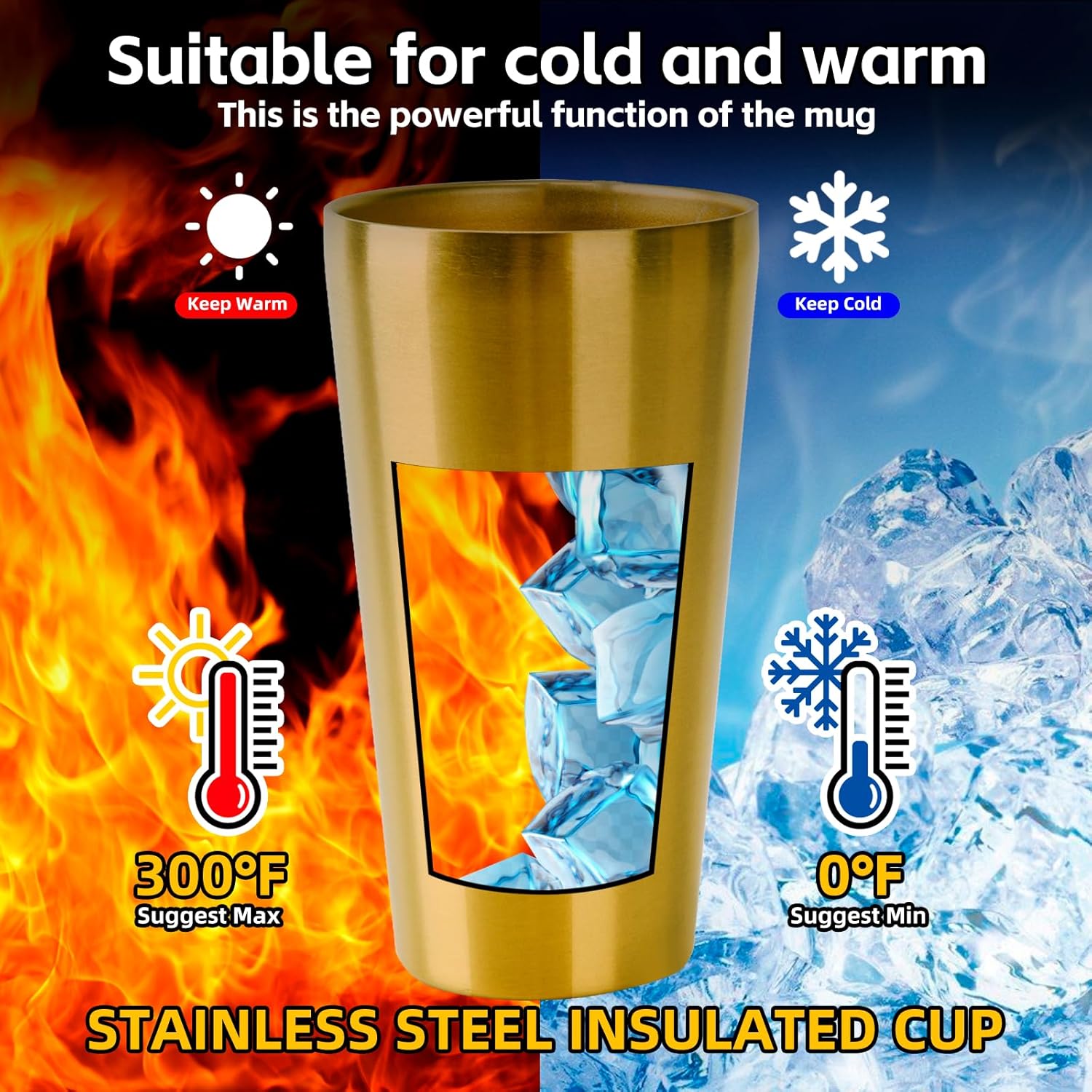 10 Pack 18.6 oz Stainless Steel Insulated Cup, Double Wall Vacuum Small Metal Cup, Reusable Camping Cups Unbreakable Indoor Outdoor for Party, Home, Office, BBQ, Gold - Image 4