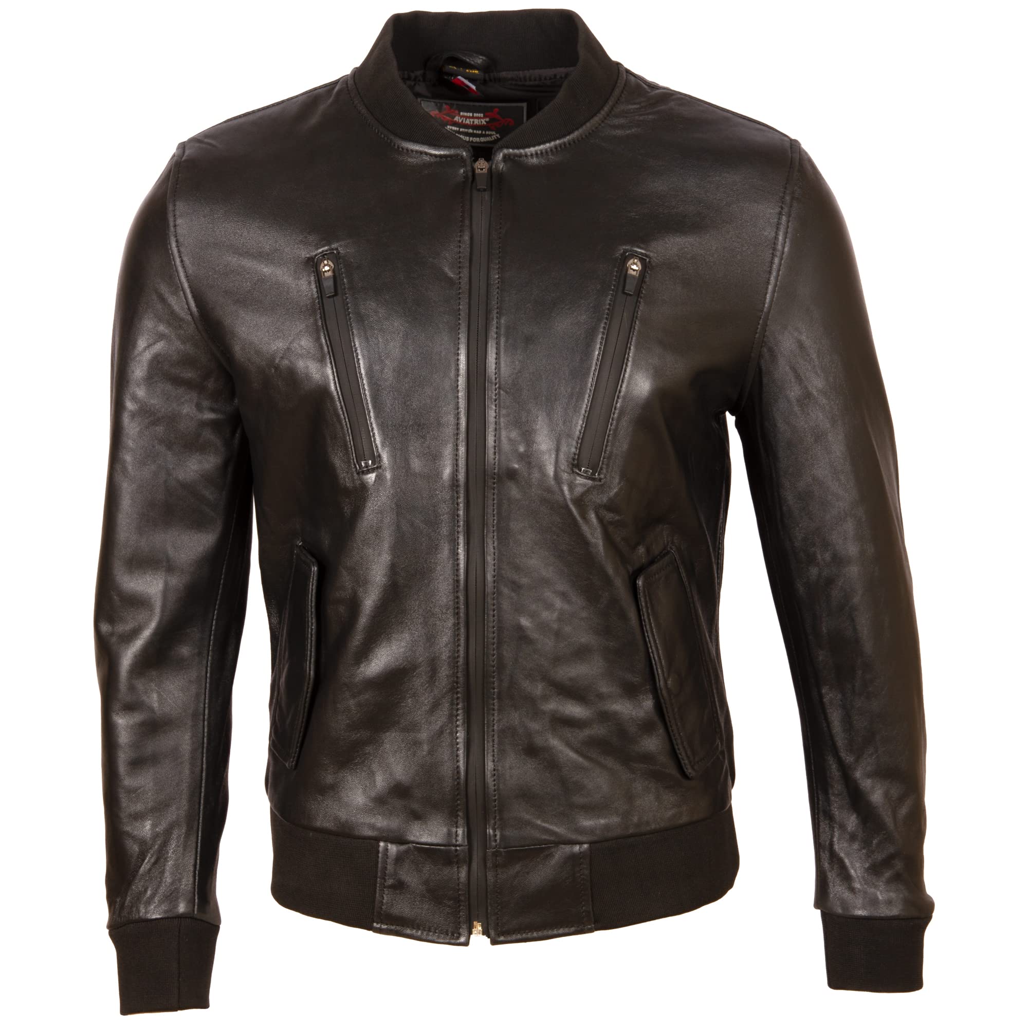 Blouson aviateur homme en cuir véritable de haute qualité E0DB - 5