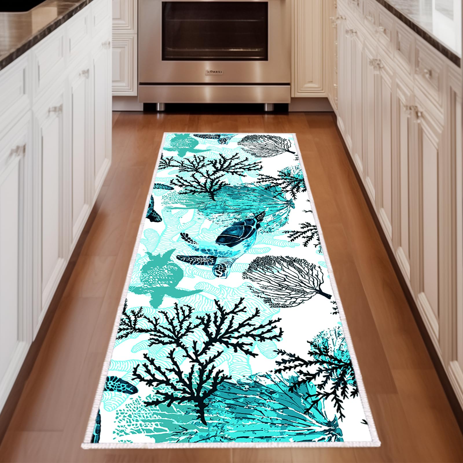 Amazon.com: Coastal Runner Rug for Hallway 2x6 Sea Turtle Hallway Rugs ...