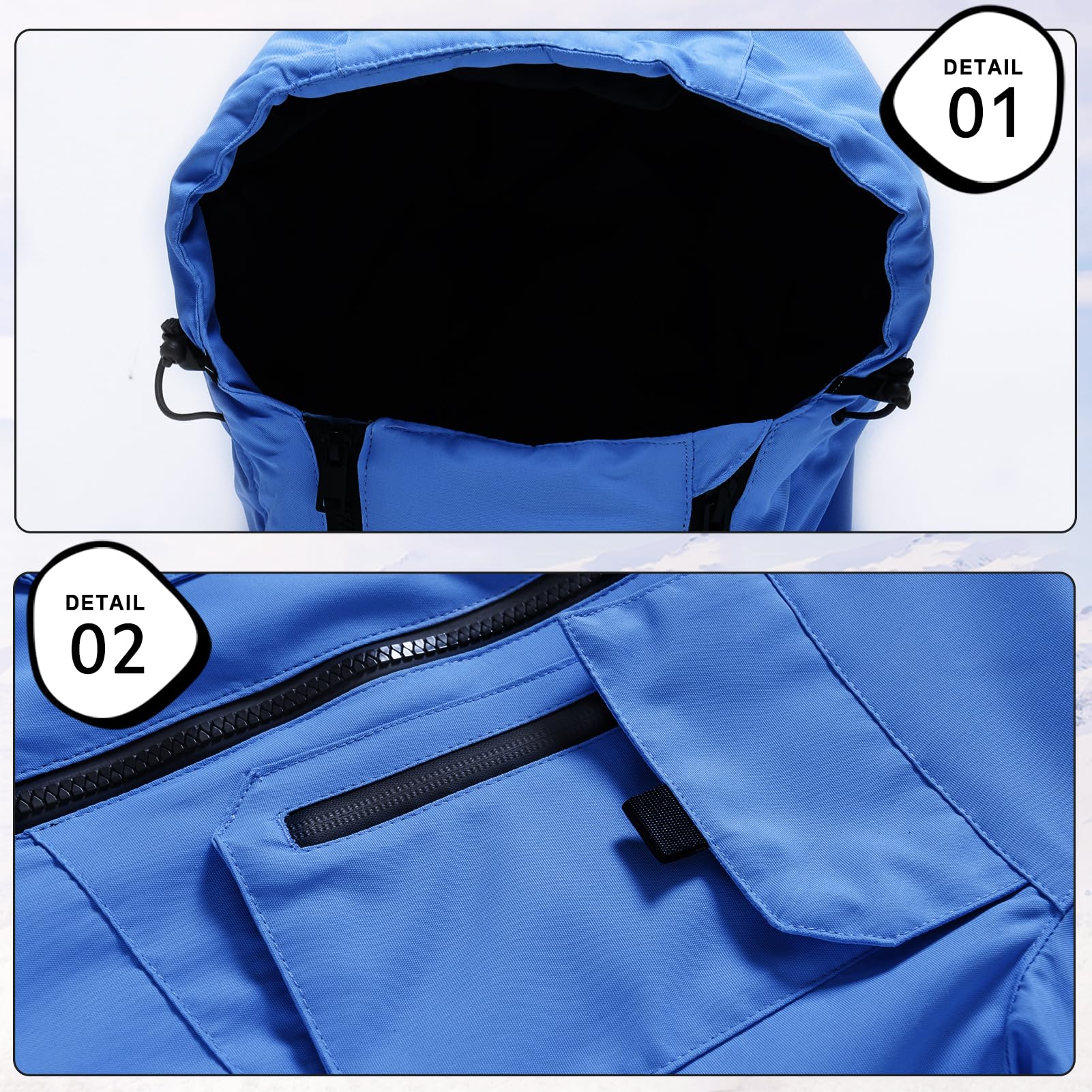 Skianzug Jungen mit Kapuze Winddicht und Wasserdichter Schneeanzug Mädchen Skianzug Zweiteilig Kinder Warme Skijacke + Skihose