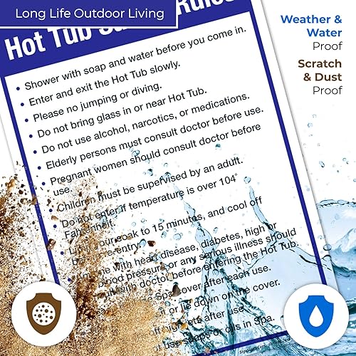 Miniatura 5 de Sigo Signs - Letrero de reglas de seguridad para bañera de hidromasaje, 10 x 14 pulgadas, aluminio 0.040 sin óxido, resistente a la decoloración,