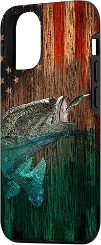 Miniatura 2 de iPhone 1212 Pro americana pesca bandera americana madera rústica pescador caso