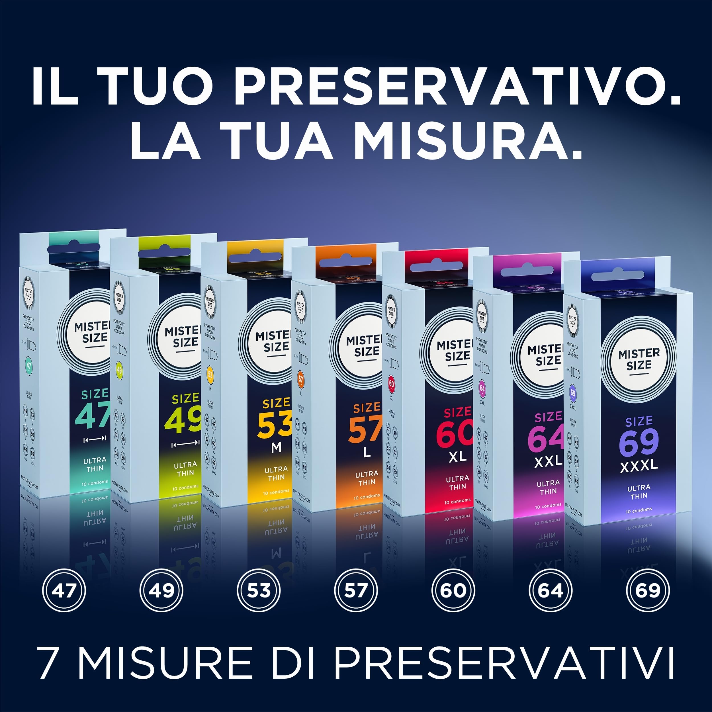 MISTER SIZE Preservativi 47 mm (100 pezzi) extra sottili 0,05 mm, extra lubrificati, vestibilità precisa, lattice naturale, trasparenti, vegani, CE 0123