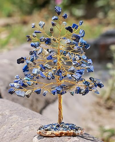 Miniatura 4 de Árbol de la vida con piedras preciosas de lapislázuli Base de rodajas de ágata de geoda, árbol de cristal para energía positiva, árbol de chakras