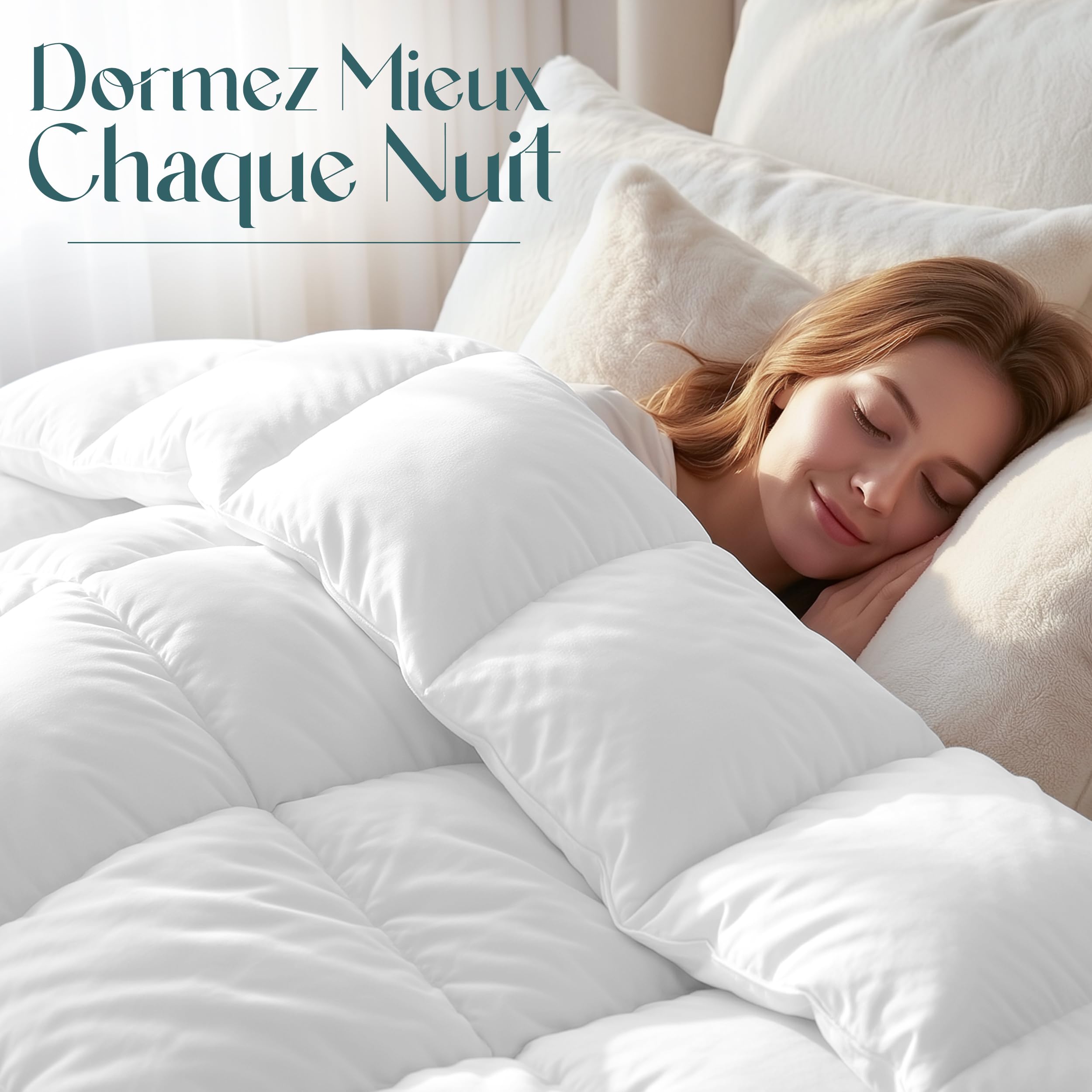 Utopia Bedding Couette Chaud 370 GSM 220x240 cm pour lit 2 Personne Blanc avec Onglets d'angle
