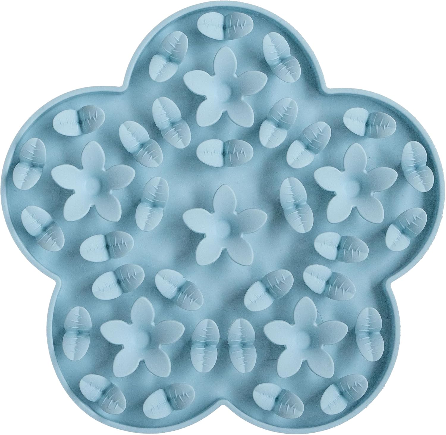 Enrichment Snuffle Mat: Sky Blue Flower - Textured Dog Feeding Pad, Food Grade Silicone, Spread Food &Treats, Pet Soothing, Suction Back