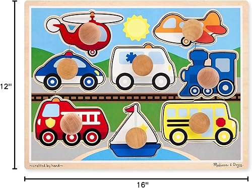 Miniatura 10 de Melissa & Doug Vehículos Jumbo Knob Rompecabezas de madera (8 piezas)