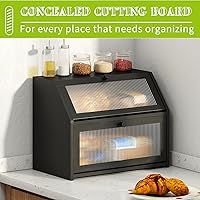 Vista 3 de BMOSU Panera grande para encimera de cocina, panera de doble capa para encimera de cocina, panera de madera de bambú con capacidad de almacenamiento