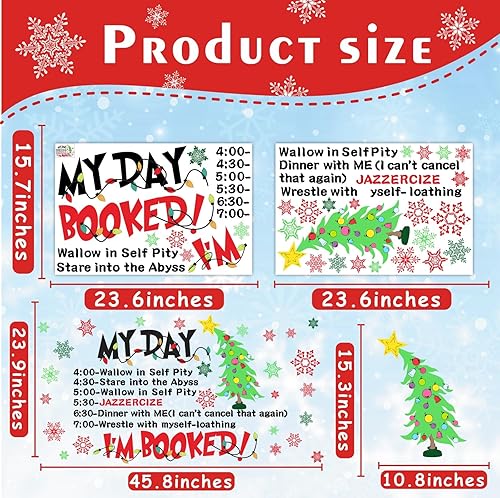 Miniatura 5 de Calcomanías de pared de Navidad, divertidas citas de Navidad, calcomanías de pared de pino de Navidad, calcomanías de pared de copos de nieve