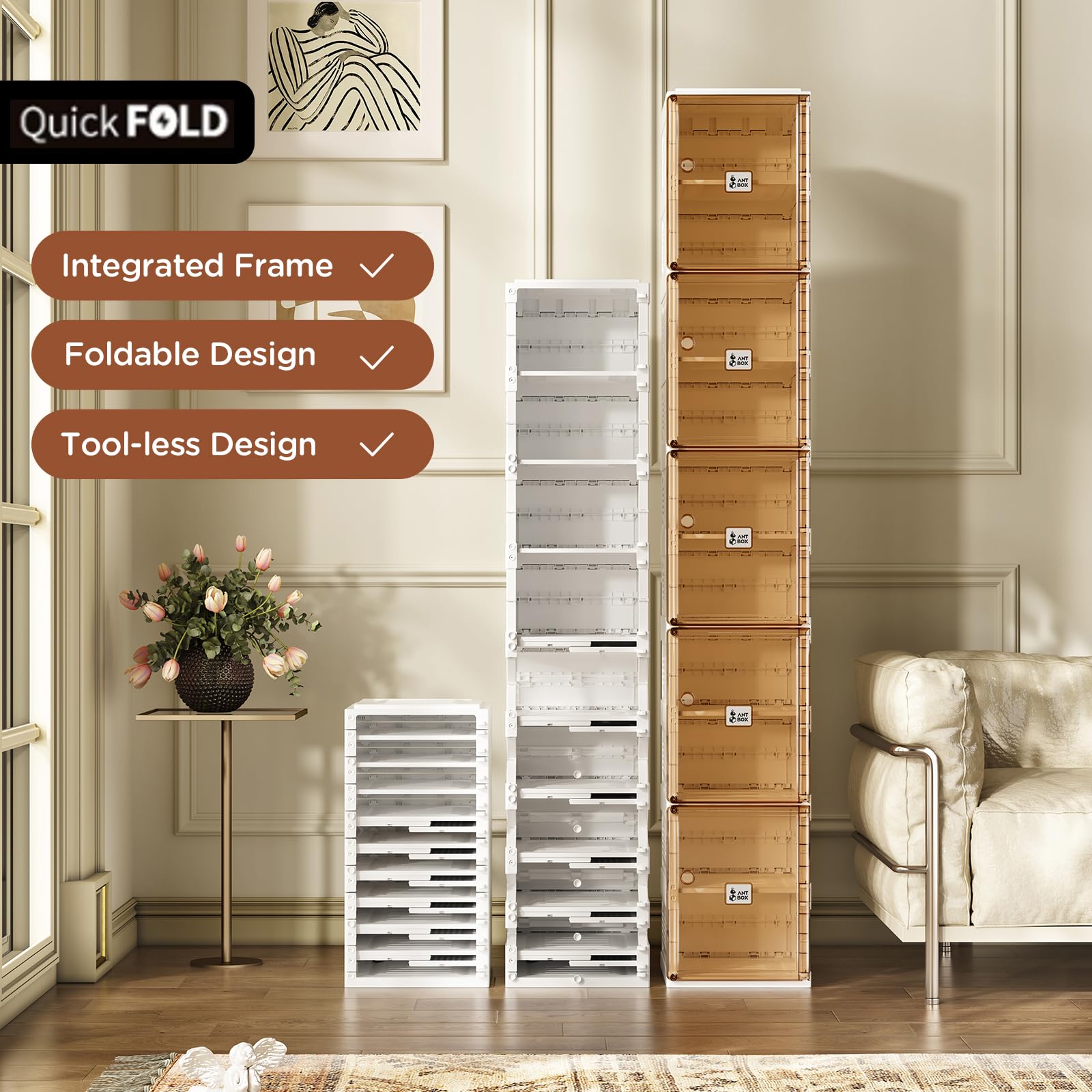 Snapklik.com : ANTBOX Shoe Organizer Storage Box, Portable Folding Shoe ...