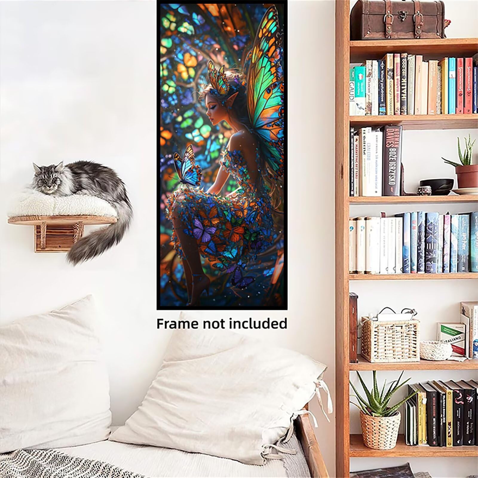 Malen Nach Zahlen 50x150cm Leinwand Schmetterling Malen Nach Zahlen Erwachsene mit Ohne Rahmen, DIY Kreativ Set für Erwachsene mit Pinseln und Acrylfarbe, Zimmer Deko Elf Landschaft Geschenk, P0M-677