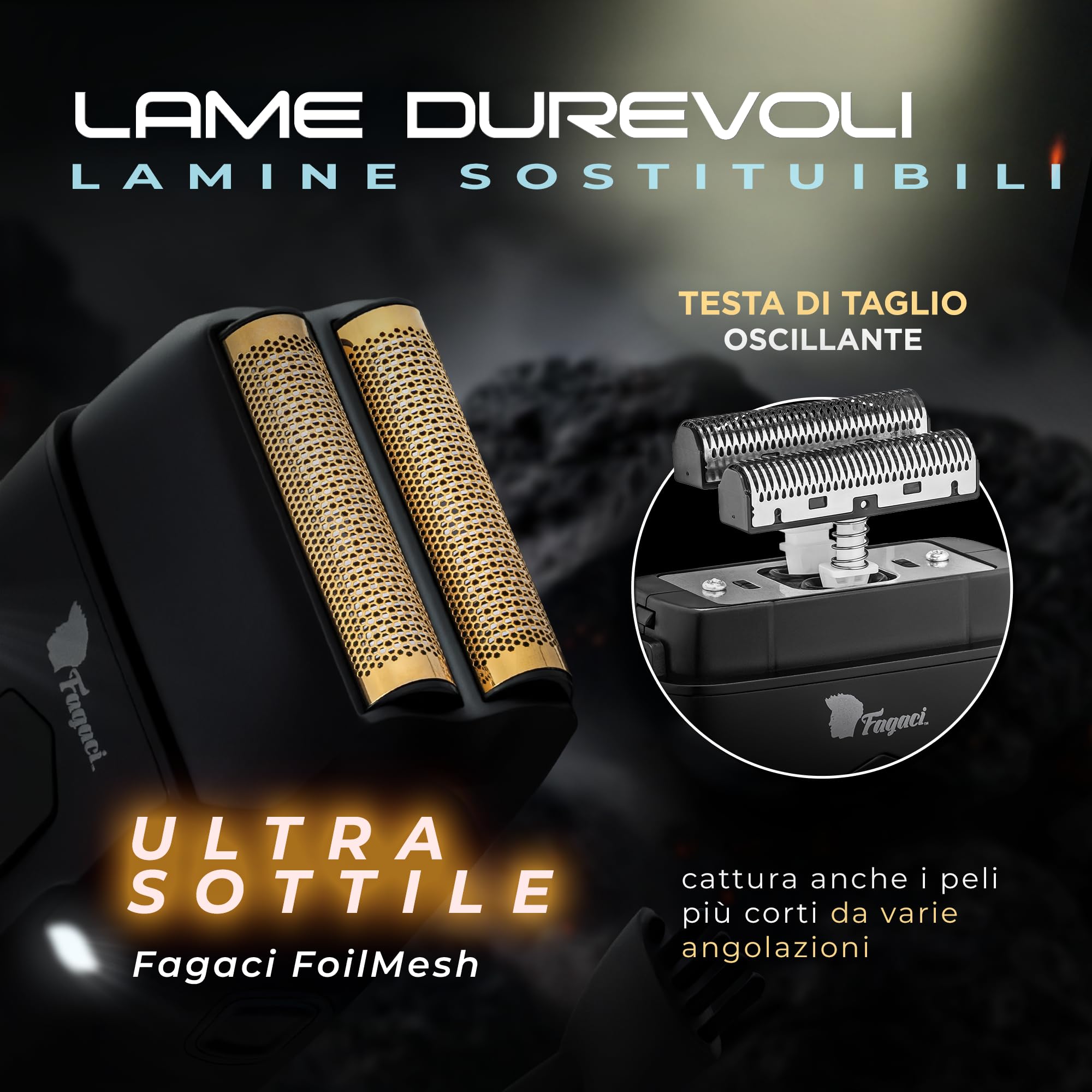 Fagaci Rasoio a Lamina con Rasatura Precisa, Electric Shaver Senza Irritazioni, Rasoio Barba Uomo Elettrico con 8500 giri/min ad Alta Coppia, Shaver Elettrico Barba e Capelli Facile da Pulire