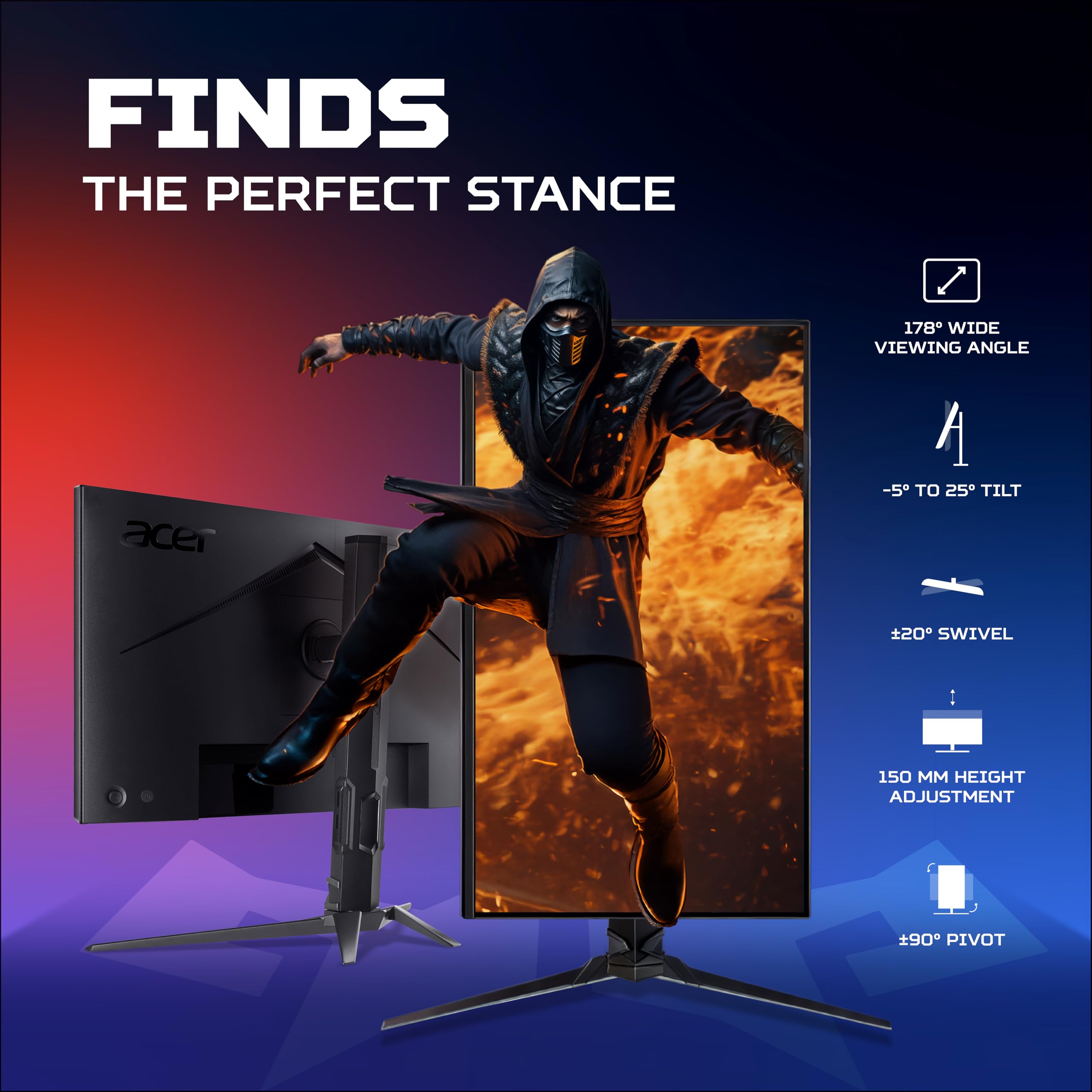 Predator XB253Q F3 24.5 Inch IPS FHD Gaming Monitor | 320Hz Refresh | 1 ms VRB | FreeSync Premium | sRGB 99%, HDR10 | ErgoStand Tilt/Swivel/Height | 2×HDMI 2.0 + DP 1.4 | Eye Care | Dual Speakers — Amazon image 5