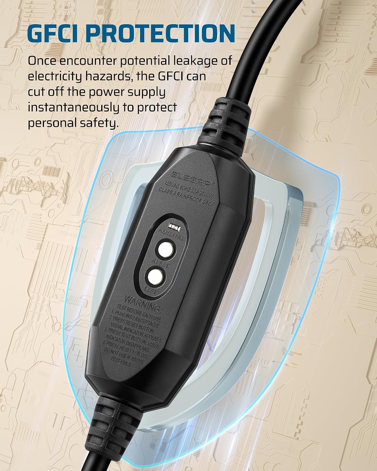 DEWENWILS 3 FT Automatic GFCI Extension Cord Outdoor, 12/3 Gauge Extension Cord for Multiple Appliances, Heavy Duty Power Cable with LED Lighted 3 Prong Plug, Black, UL Listed