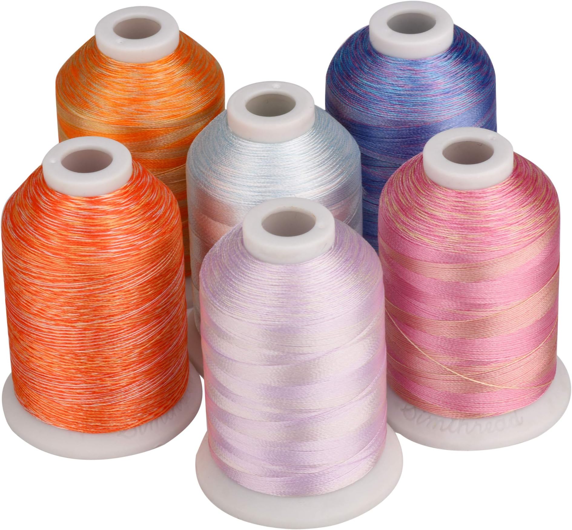 6 Colors Polyester Variegated Embroidery Machine Thread 1100 Yards (1000M) for Decoration Babylock Singer Brother Janome Pfaff Bernina Husqvarna Embroidery and Sewing Machines - Sunset
