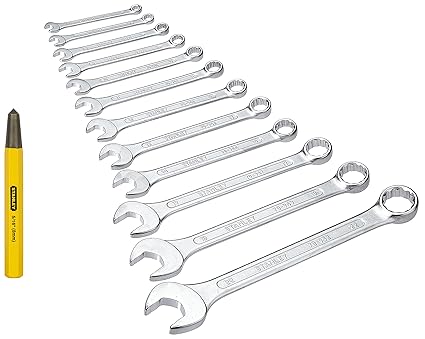 Stanley 70-964E Chrome Combination Spanner Set (Pack of 12) 16-228 8x115mm Center Punch