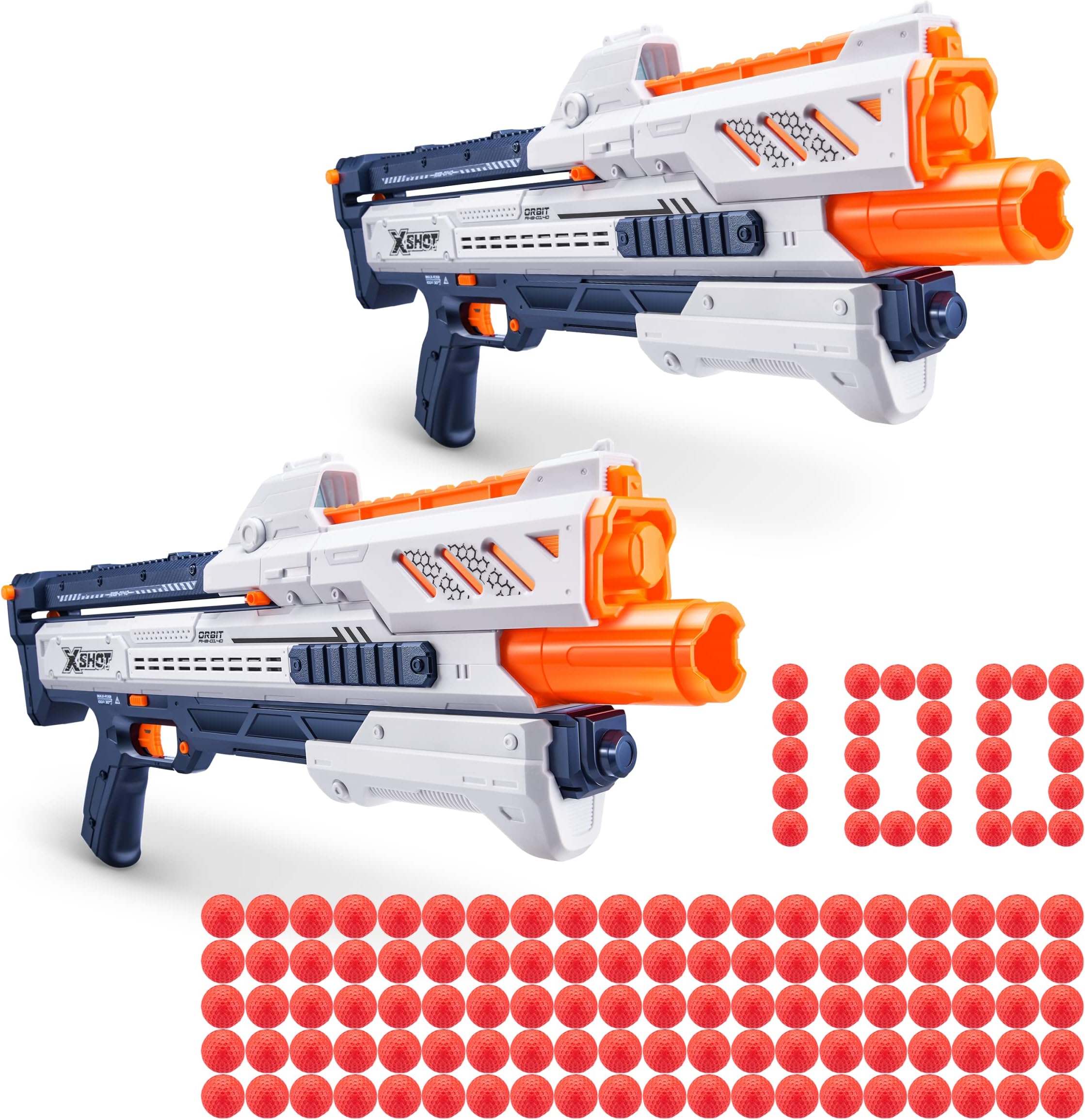 XSHOT Chaos Orbit Dart Ball Blaster 2 Pack, (2 Blaster Included, 100x Dart Balls), White Toy Blaster