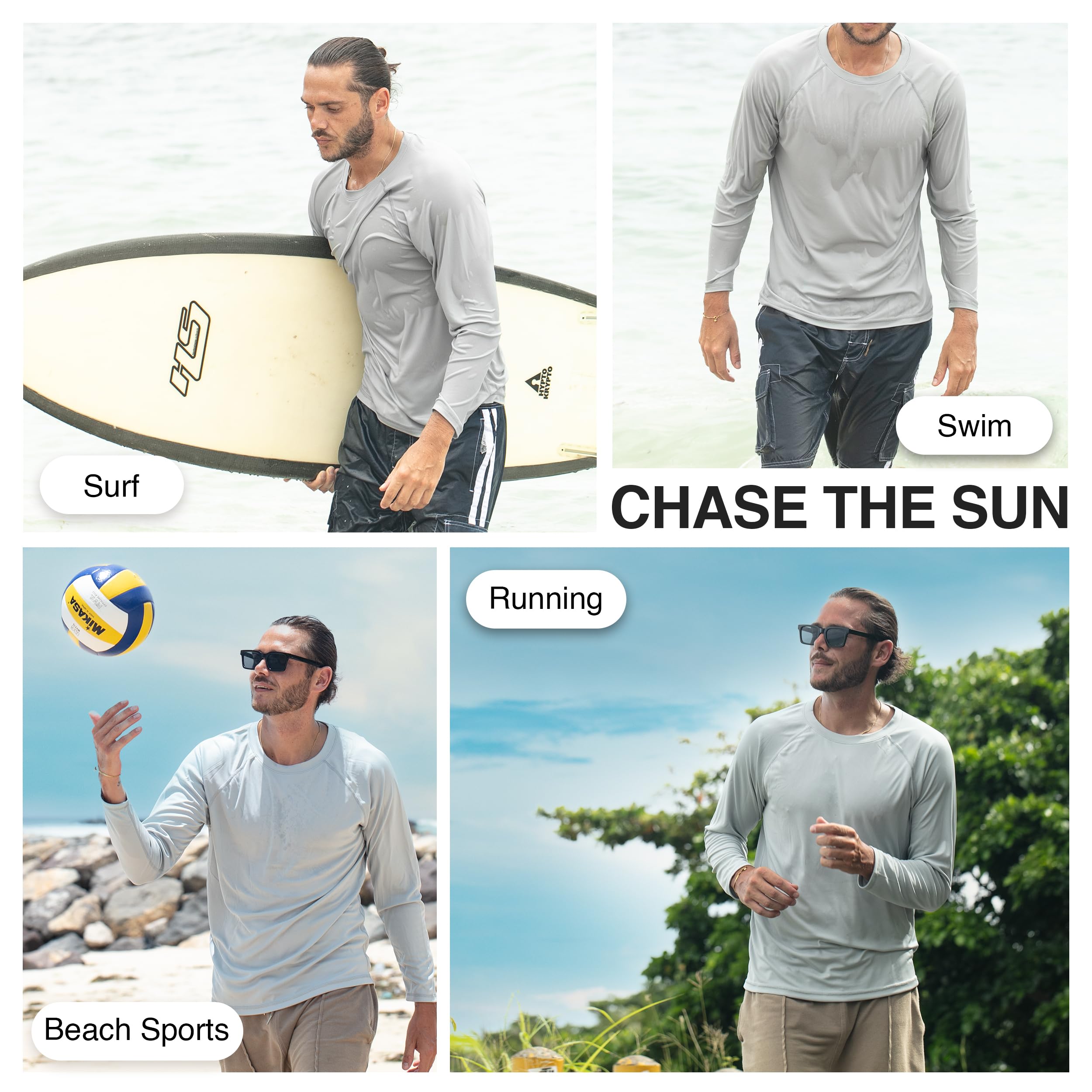 Kanu Surf Men's UPF 50+ Long Sleeve Rashguard Swim Shirt