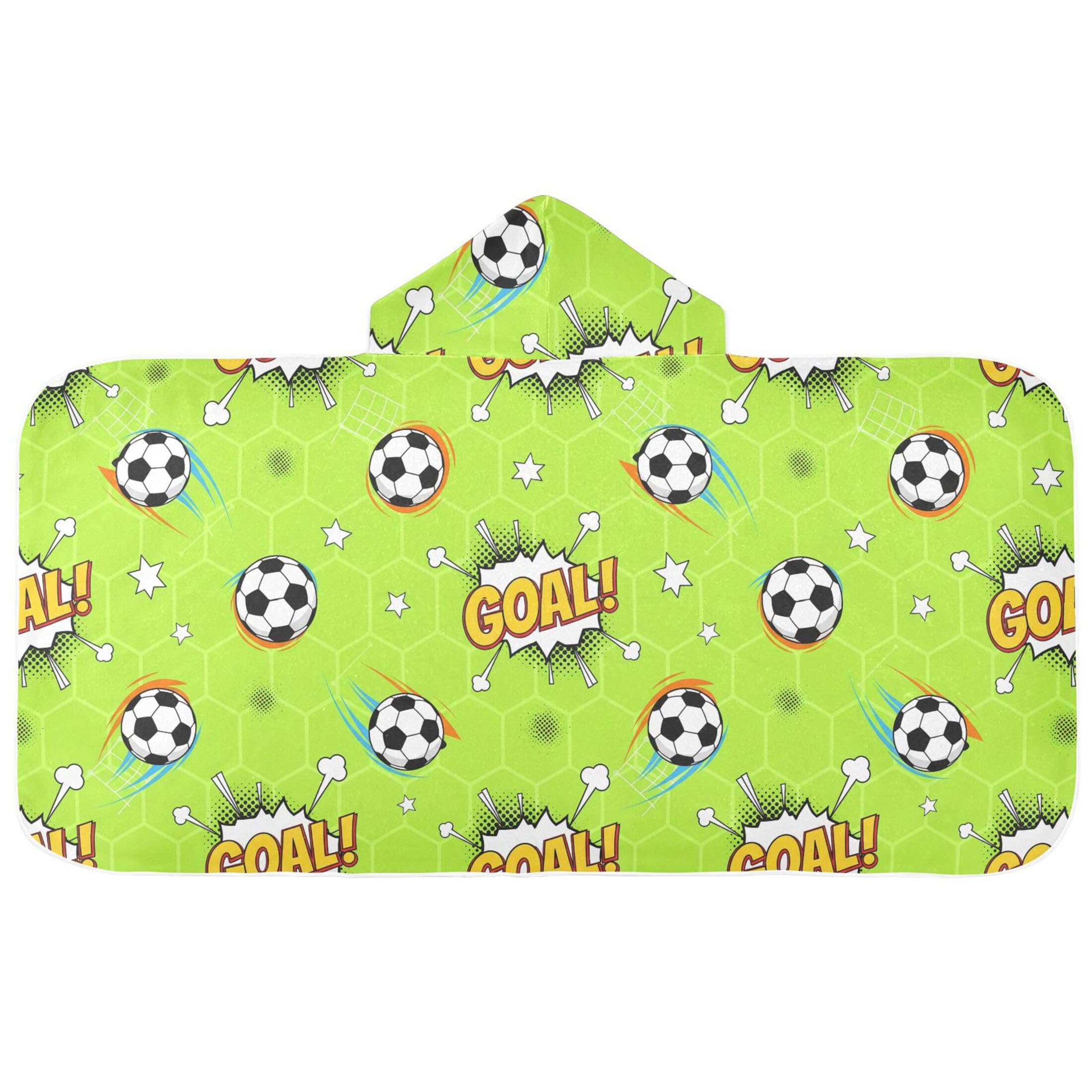 Fuauuyl Soccer Hooded Baby Bath Towel Soft & Breathable Towel for Newborns Infants Toddlers, Nursery Essential
