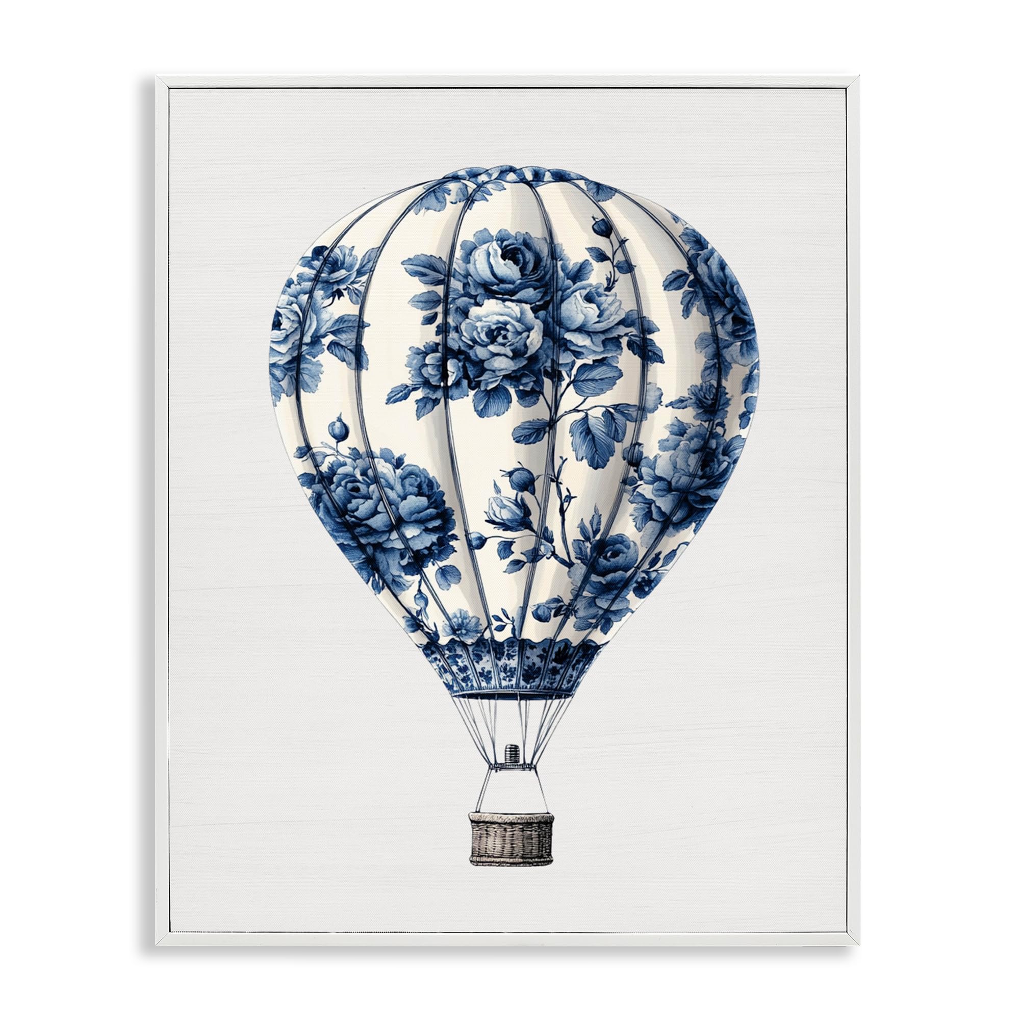 Vintage Toile Hot Air Balloon, 11 x 14 Inch Framed Giclée Print