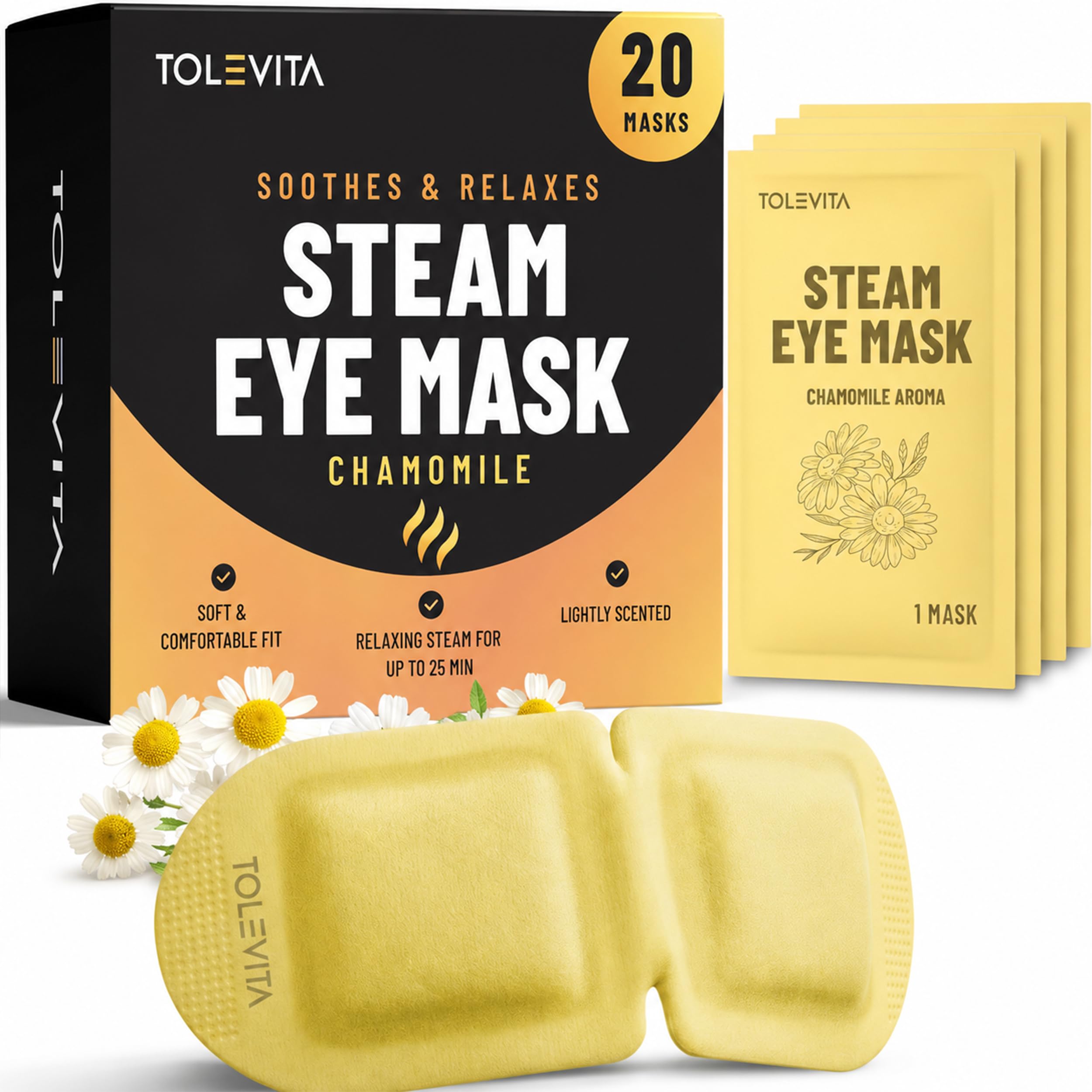 TOLEVITA Self-Heating Steam Eye Masks, 20 Pack