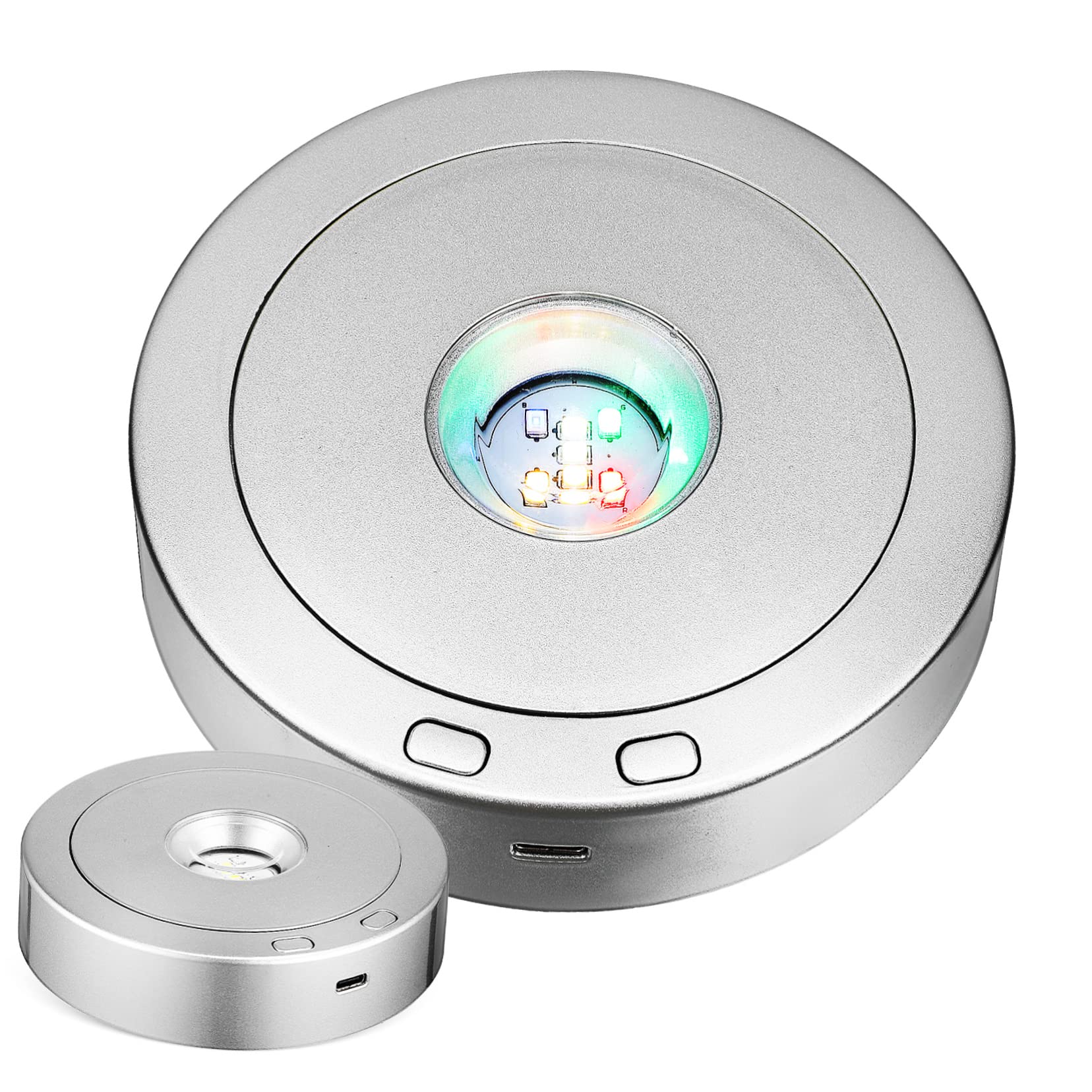 Drehbarer LED Lichtsockel 2 Stück aus Kunststoff für Kristallkugel
