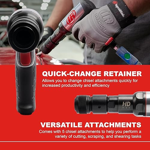 Miniatura 3 de Ingersoll Rand 135MAXK Martillo Neumático de Cambio Rápido con Reducción de Vibración, Juego de Cincel de 5 Piezas, 2,600 BPM, Carrera de 3
