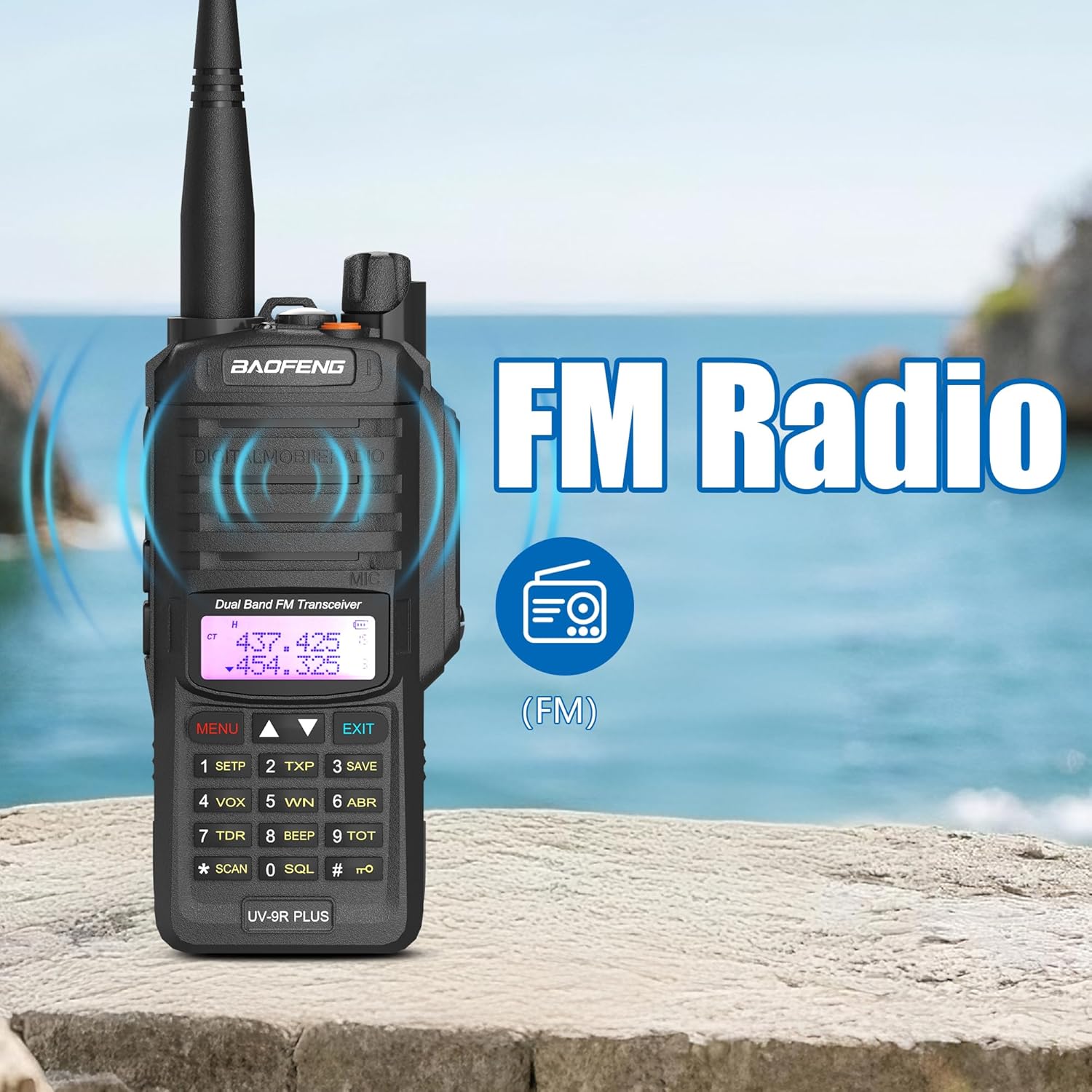 BAOFENG UV-9R Plus Radio IP67 Waterproof Walkie Talkie 8W High Power Long Range Portable Radio with 5800mAh USB-C Charging Battery