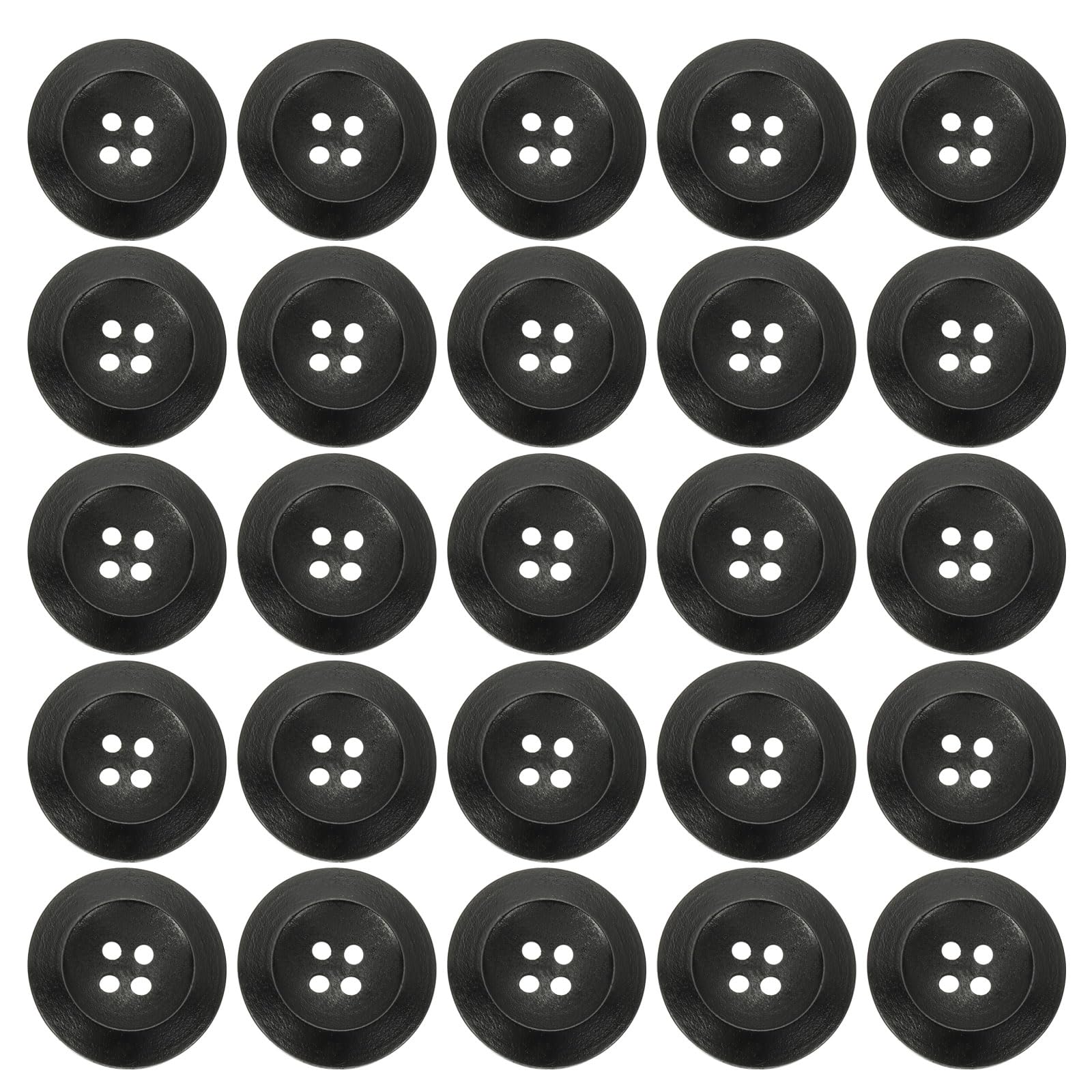 PATIKIL Wooden Buttons 1-3/16 Inch (30mm), 80 Pcs Wood Sewing Button 4 Holes Round Handmade Ornament Buttons for DIY Crafts Sewing Clothing Decoration Bag, Black