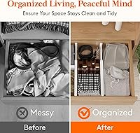 Vista 9 de Lifewit - Paquete de 8 separadores de cajones de plástico de 15 cm de alto, 34-56 cm ajustables, organizadores de cajones para ropa, separadores